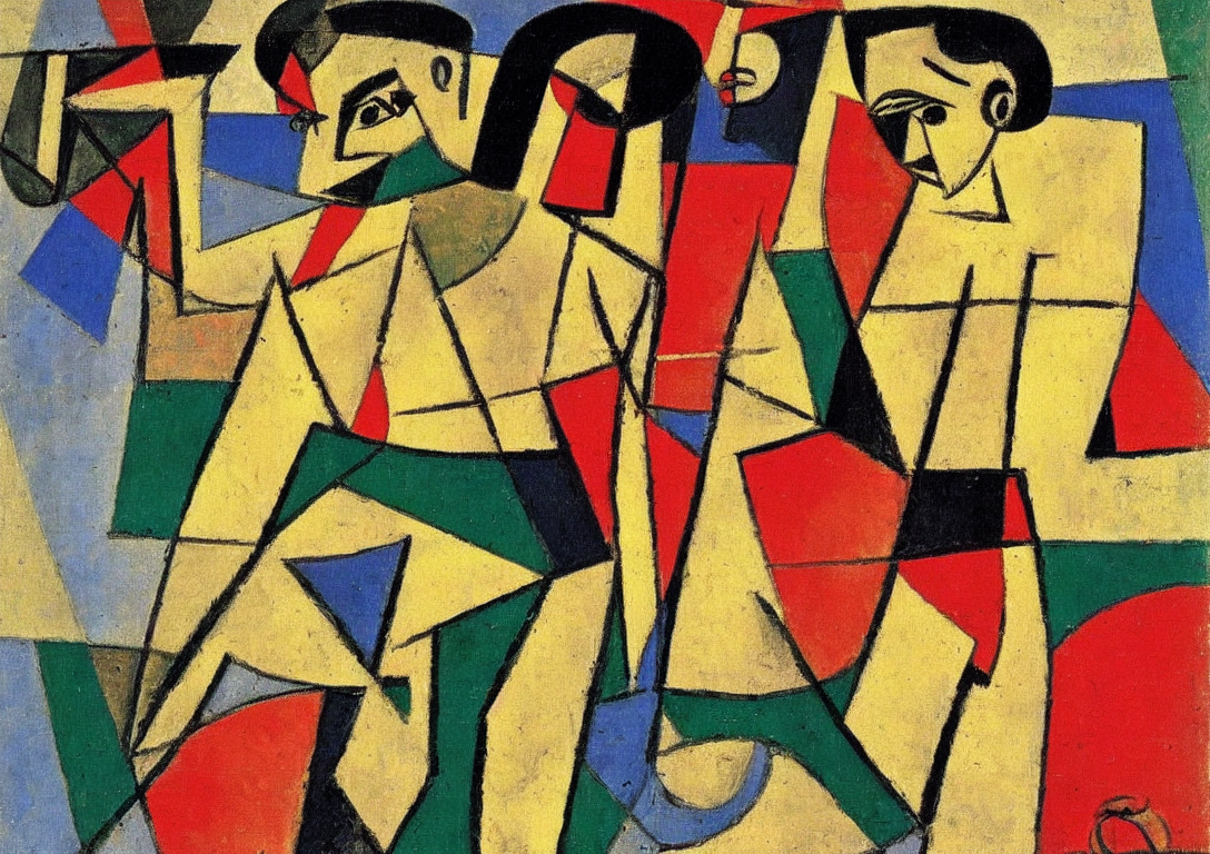 A Stylized Painting Of A Mexican Athlete, By Picasso, George...