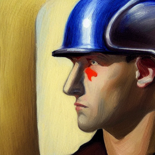 A Painting By Edward Hopper Of A Drawing Of A Man Wearing A...