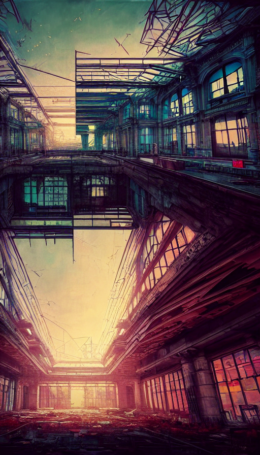 A Beautiful Hyperdetailed Painting Of Unfinished Building Ci...