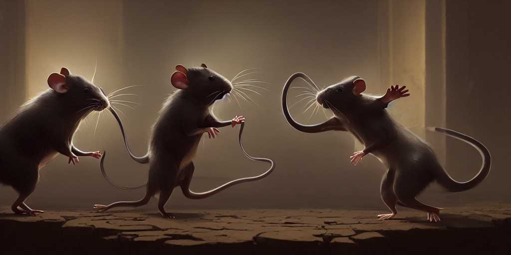 Two Rats In Tuxedos Arguing, Contrast, Deep Focus, Turnaroun...