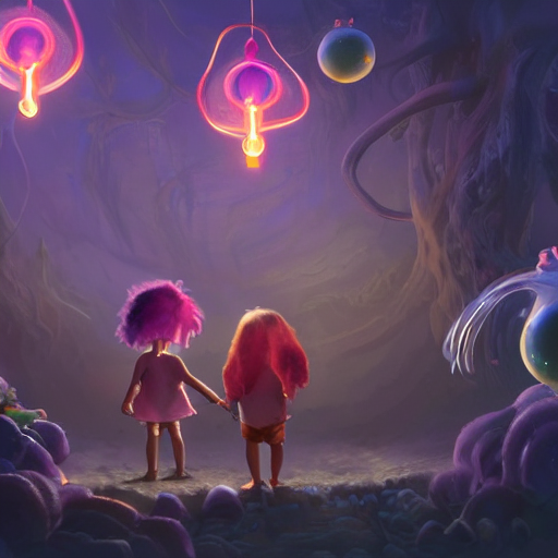 Two Fascinated Children Are Looking At A Potion They Made Ou...