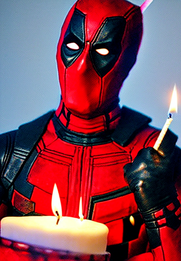 A Postcard With Still Film, Deadpool Holding A Birthday Cake...