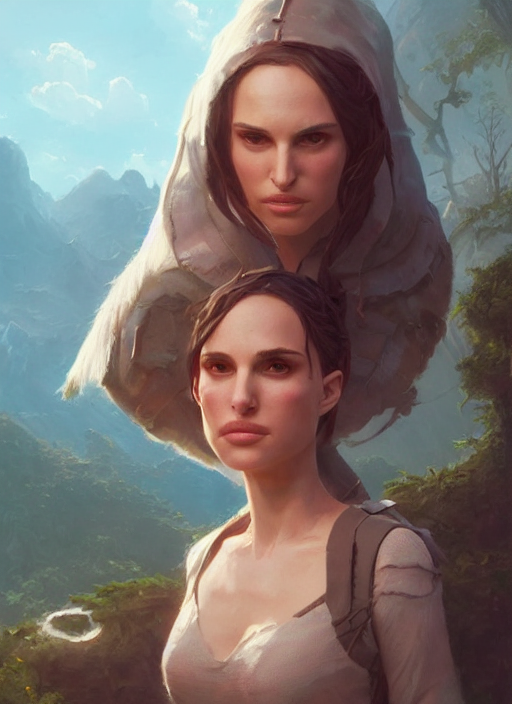 Portrait Of Natalie Portman Disguised As Wlop, Unreal Engine...