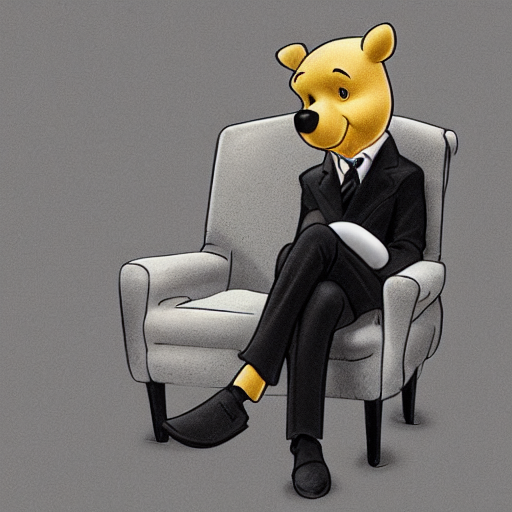 Sideon Sophisticated Winnie The Pooh Wearing Expensive Black...