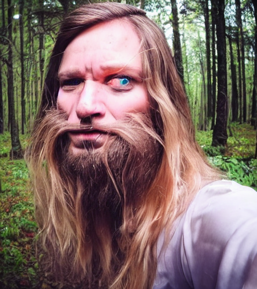 Sinister Picture Of A Middle Long Hair Blond Male Looking Hy...