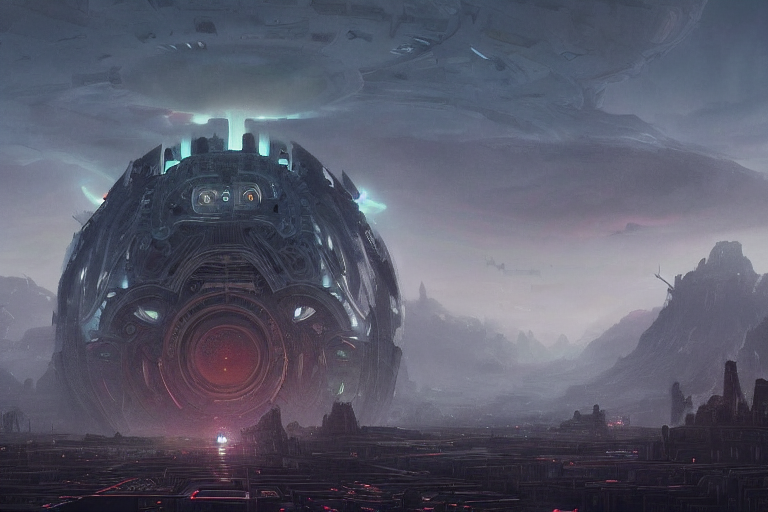 Alien City With Weirdly A Weirdly Ornated Landscape And A G...