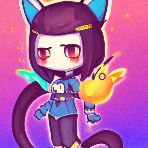 Illustration, K - Art, Chibi Characters, With Border, Cat Ea...