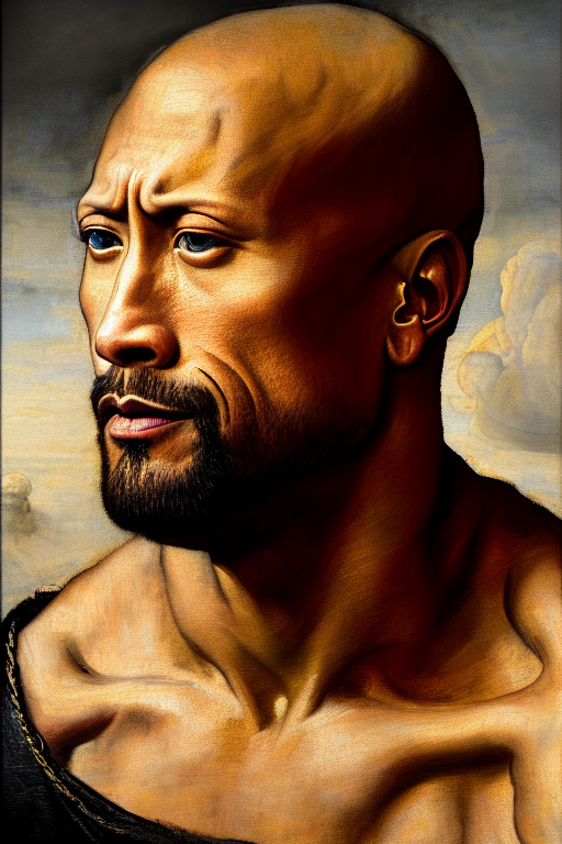 A Renaissance Portrait Of Dwayne Johnson, Art In The Style O...