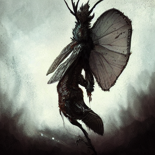 White And Brown Mothman Female By Greg Rutkowski, Insect Fac...