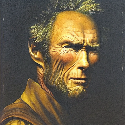 Wide Eyed Clint Eastwood By Rembrandt, Startled Facial Expre...