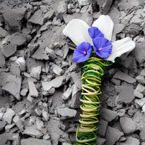Morning Glory Flowers Wrapped Around A Biomechanical Arm Ext...