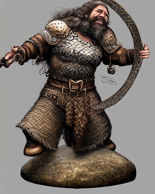 A Male Dwarven Crosbowman Wearing Bronze Chainmail, Pale Bro...