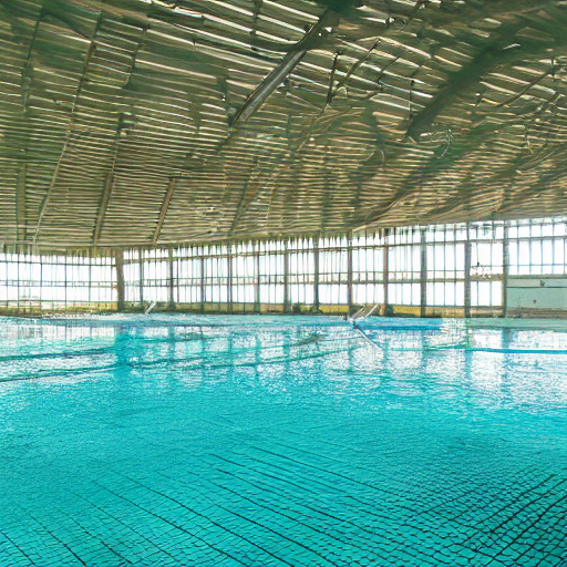An Empty Tropical Swimming Pool In The Netherlands, Vaporwav...