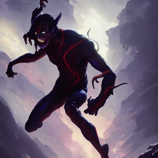 A Painting Of Nightcrawler Teleporting By Greg Rutkowski, Da...