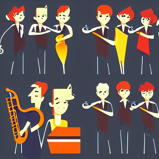 2 D Character Design, Music Group, Vector Art, Digital Art,... — Stable Diffusion AI Prompt: 2 d character design, music group, vector art, digital art, portrait, 4 k, 8 k,...