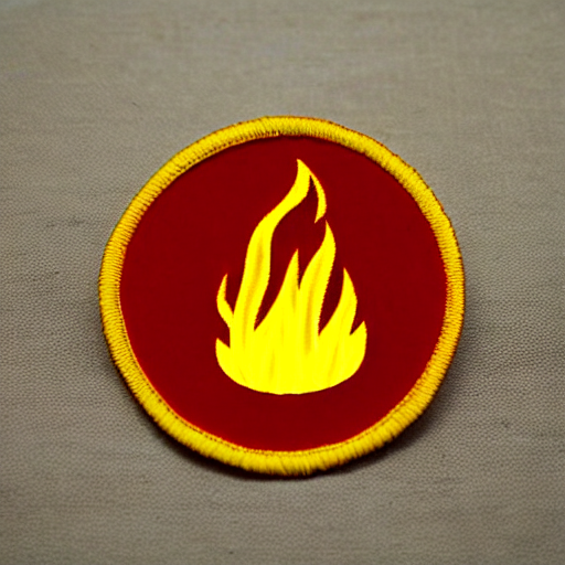 Retro Minimalist Clean Fire Flames Warning Caution Patch