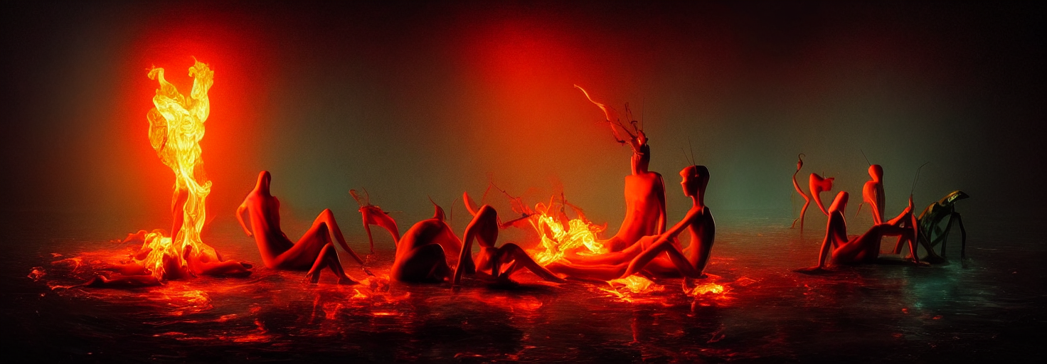 Whimsical Mythical Plankton Creatures Sitting Around A Stran...
