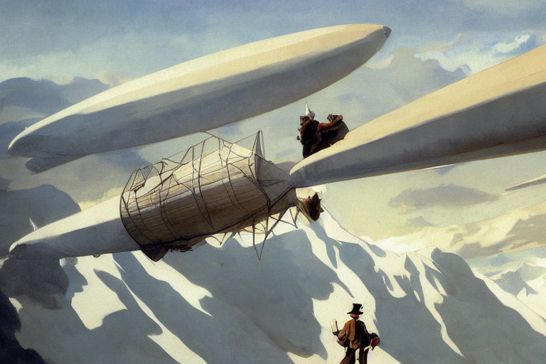 1 9 Century, Giant Aircraft As Huge Zeppelin Fly High, Nobod...