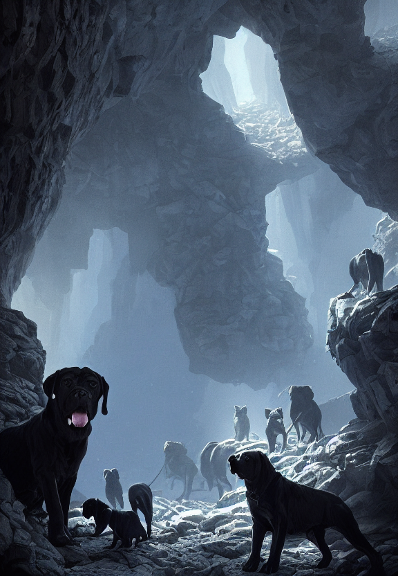 A Small Party Of Adventurers Attacked By Dark Black Mastiffs...