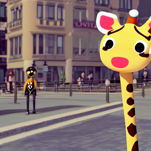 A Cute Cartoon Giraffe Toy Wearing Ballet Skirt, Dancing In...