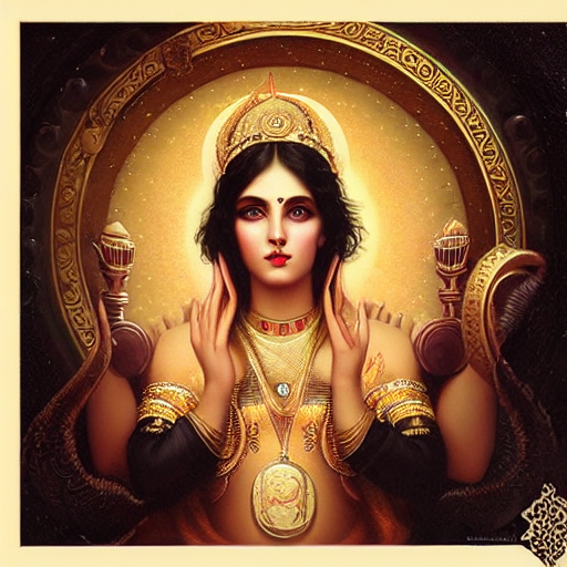 Lakshmi Goddess Of Wealth, Long Black Hair, Beautiful Face,...