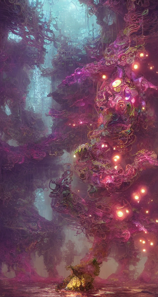 Organic Fractal Mycelum And Fungi, Cyberpunk, Intricate Deta...