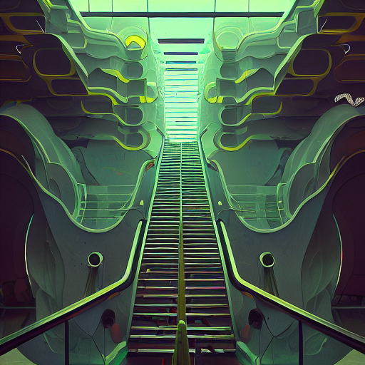 An Escalator To Heaven, By Paul Gauguin And Simon Stalenhag...