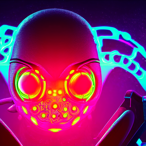 Fluorescent Luminescent Neon Microbe With Eyes, In The Style... — Stable Diffusion AI Prompt: fluorescent luminescent neon microbe with eyes, in the style of dan mumford, mac...