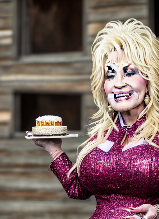 Portrait Photo Still Of Dolly Parton Holding A Small Cake, W...