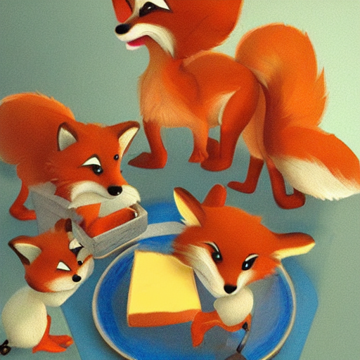 Foxes Judging A Cheese Competition, Furry, Cute, Disney Styl...