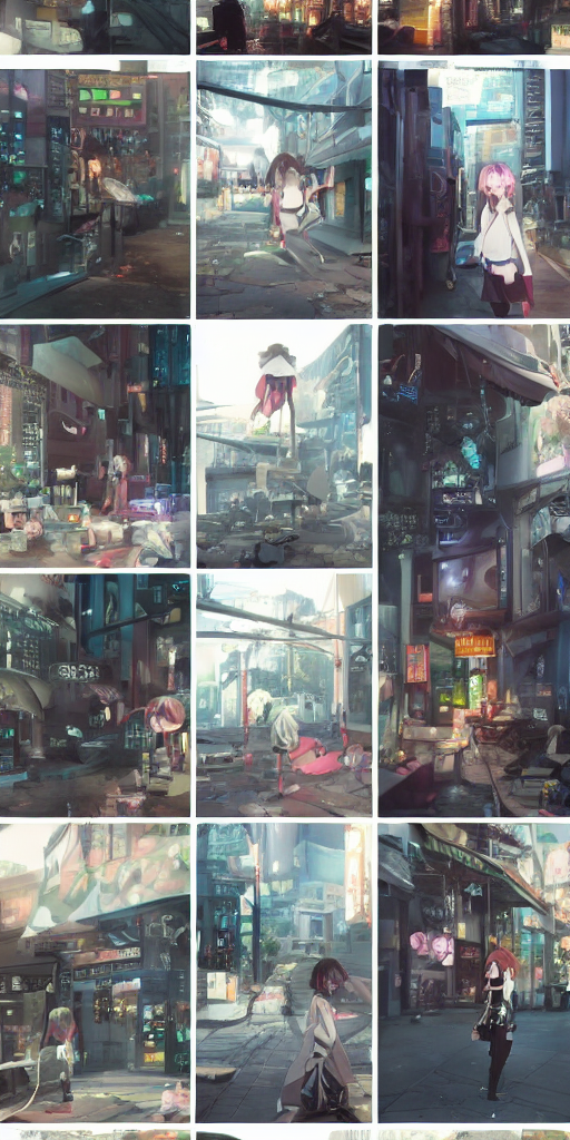 3 Panel Scene, Anime Woman Stands In A Street - Dramatic Coz...