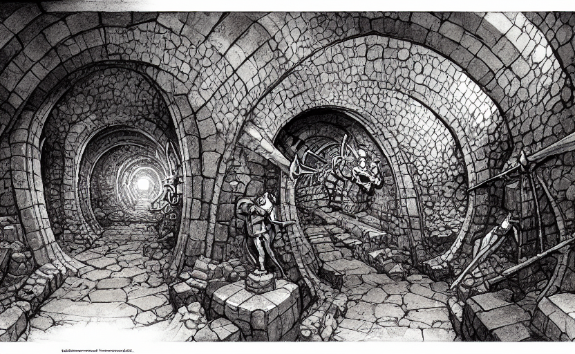 Long Forgotten Dwarven Tunnel City Ink Drawing By Karl Kopin...
