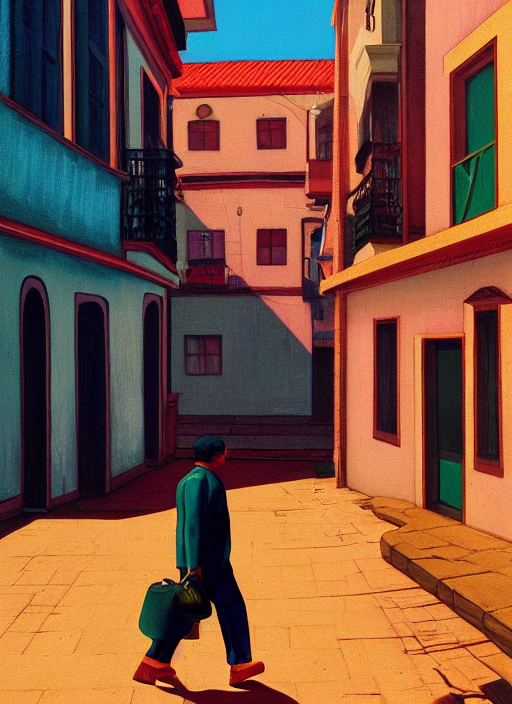 Person Walking Inside A Timeless Bubble, Streets Of Salvador...