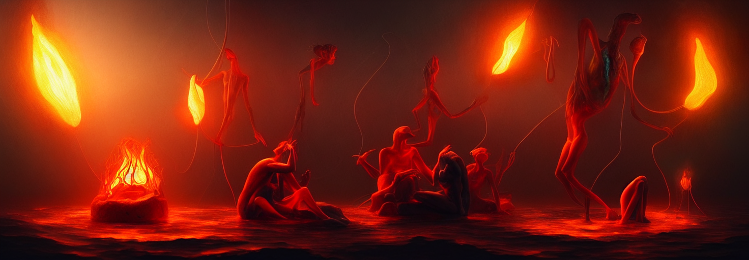 Whimsical Mythical Plankton Creatures Sitting Around A Stran...