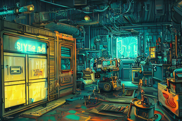 Photo Cartoon Illustration Painting Of Small Sci - Fi Machin...