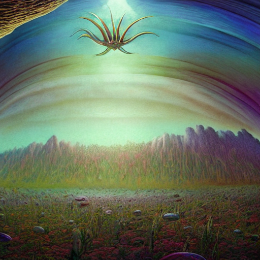 An Epic Artistic Colourful Natural Scene On An Alien Planet....