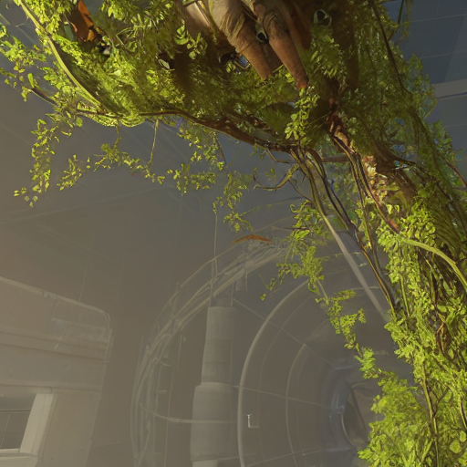 A Mechanical Arm Reaching Out Of The Earth, Covered In Flowe...
