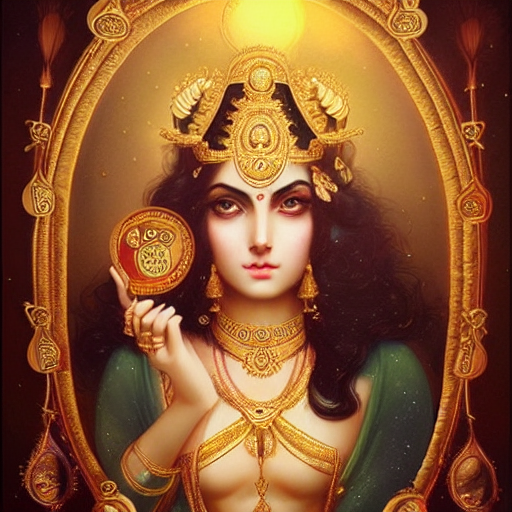 Lakshmi Goddess Of Wealth, Long Wavy Black Hair, Beautiful F...