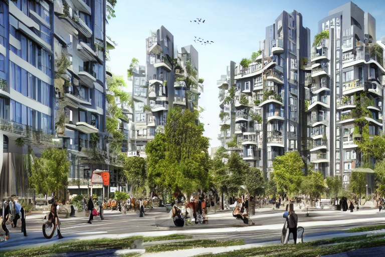 A Realistic Architectural Visualization Of A Sustainable Mix...