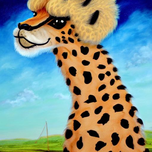 Cute Fluffy Cheetah Giraffe Mixed Creature Character Concept...