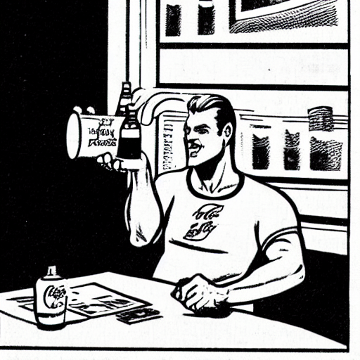Grainy Vintage Illustration Of Flash Gordon Drinking A Coke...