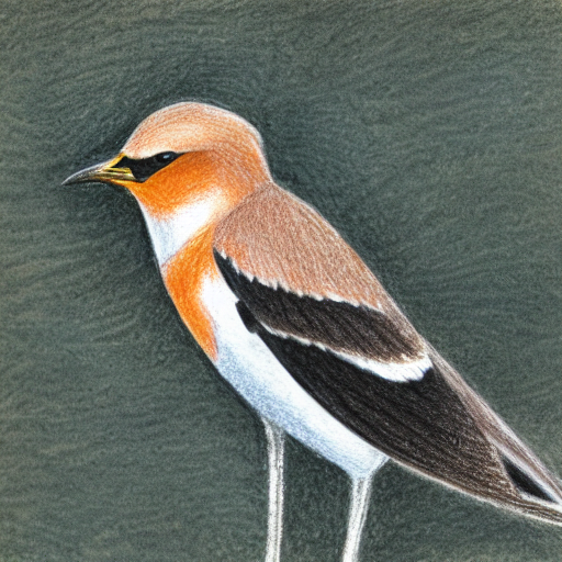 A Color Pencil Drawing Og A Bearded Reedling