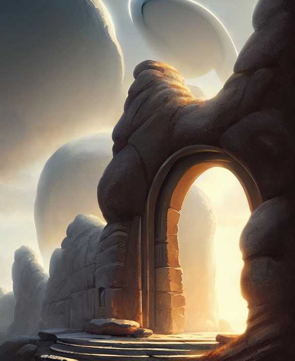 Stargate Made Of Stone That Form A Circle, Cinematic View, E...