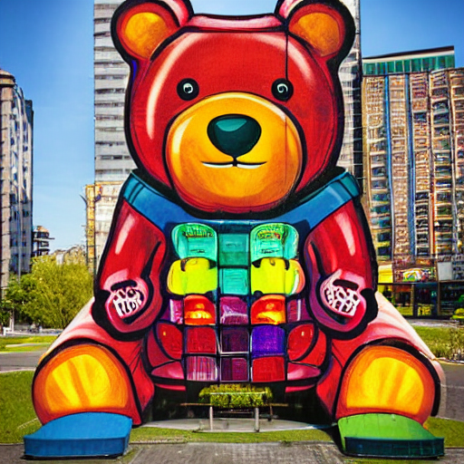 Portrait Of Haribo Bear In Future City,