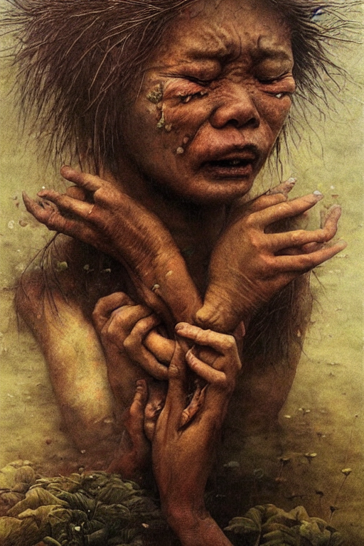Hyperrealistic Portrait Of A Crying Philippine Character In...