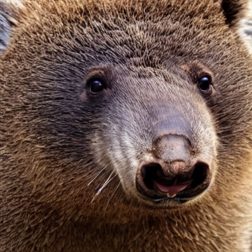 A Photo Of A Wombat Head On A Grizzly Bear Body