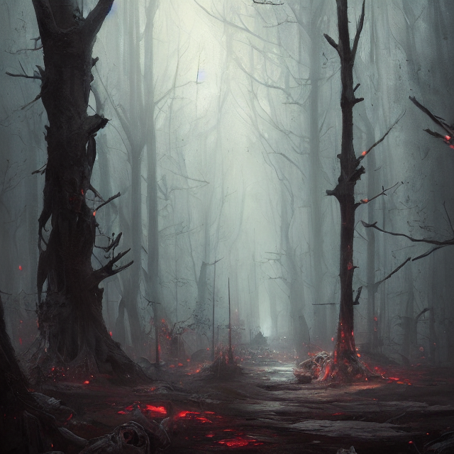 A Painting Of A Cursed Forest By Greg Rutkowski, Dark Fantas... — Stable Diffusion AI Prompt: a painting of a cursed forest by greg rutkowski, dark fantasy art, high detail,...
