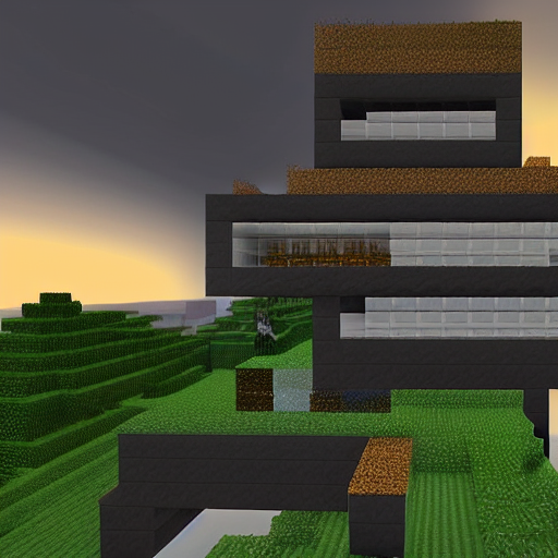 Brutalist House With Creepers Sunset By A River With A Bridg...