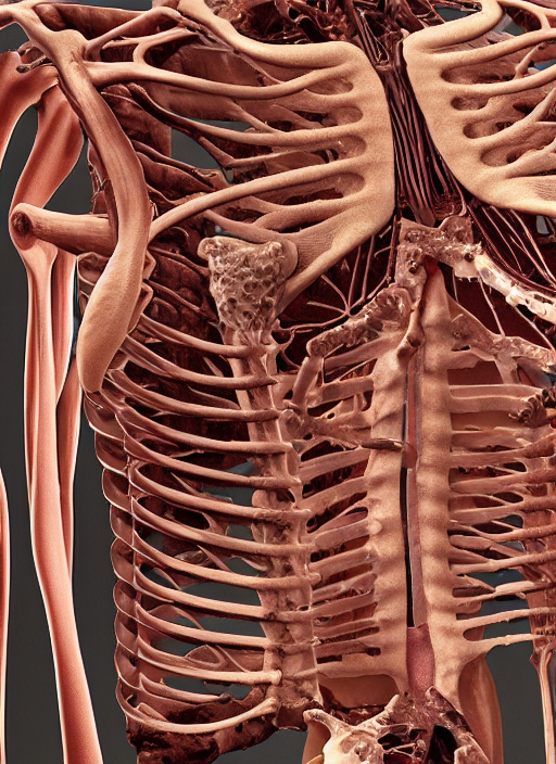 A Biomorphic Techno - Organic Biomechanical Emaciated Ribcag...