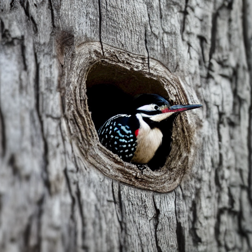 5 5 Mm Macro Photo Of A Woodpecker Inside A House In An Oak...